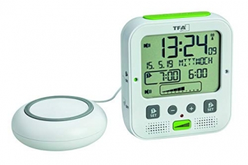 TFA Dostmann Boom Funkwecker, Laut mit Vibrationsalarm, Snooze-Funktion, einstellbare Lautstärke und Helligkeit, autom. Nachtbeleuchtung, weiß - 2