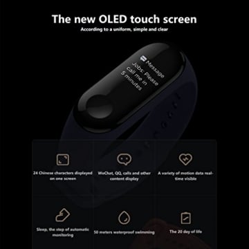 Xiaomi Mi Band 3 Wasserdicht Fitness Tracker Band Smartband 50m Wasserdichte OLED Touchpad Pulsmesser Aktivitätstracker Schrittzähler Schlaftracker Uhrzeit Armbänder - 2