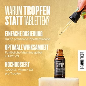 BRAINEFFECT Hochwertige Vitamin D3 K2 Tropfen