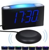 Mesqool Vibrationswecker mit 7-Farben-Nachtlicht und Vibrationskissen